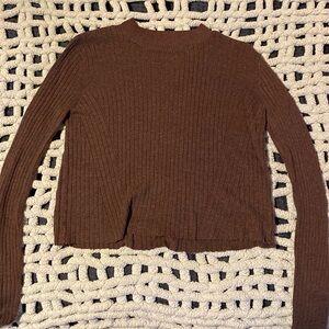 Maroon Long Sleeve Cropped Sweater